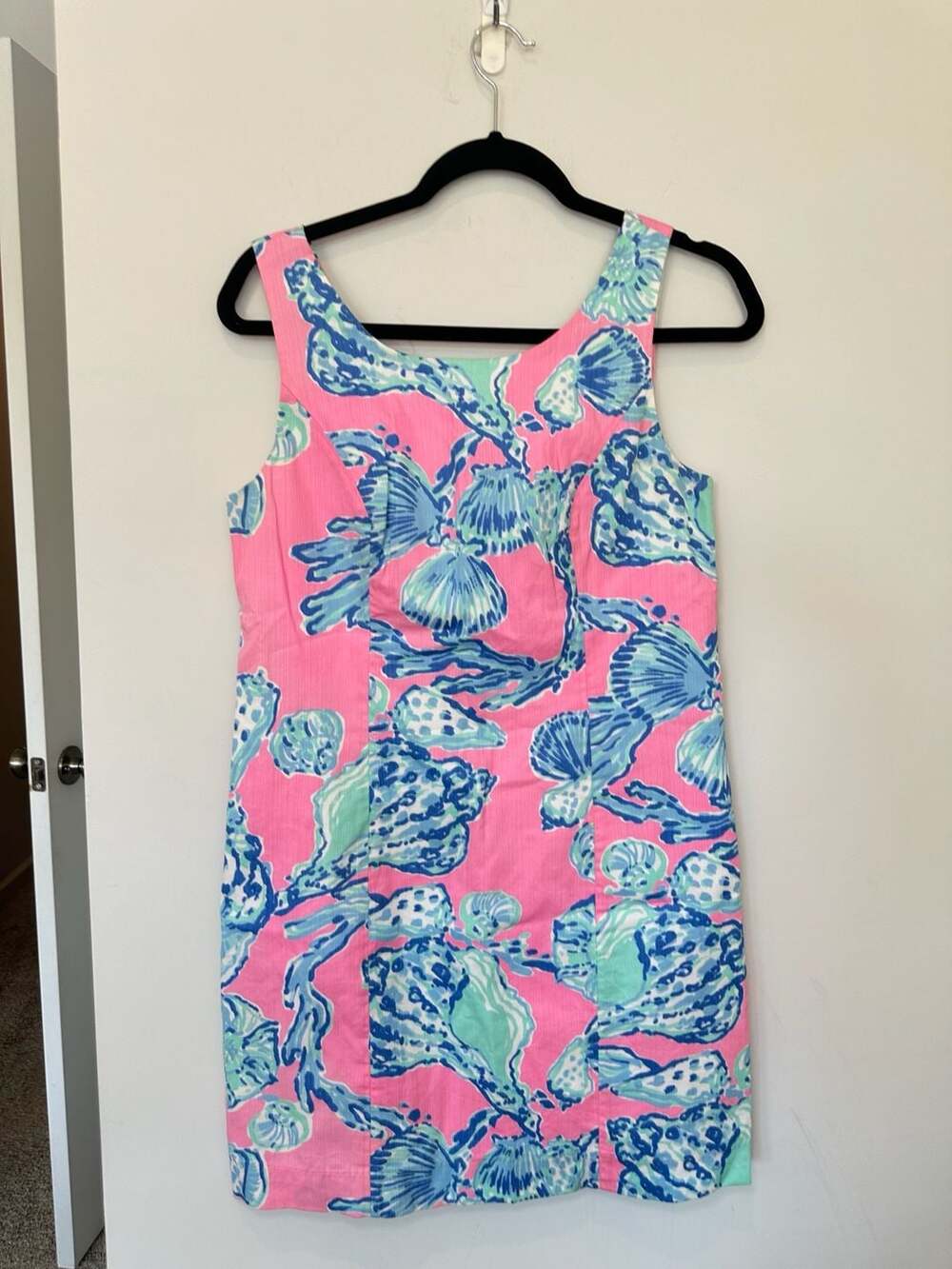 100% Cotton Lilly Pulitzer Cathy Shift Dress Size 4 Pink Pout Barefoot Princess